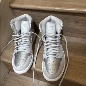 Nike Air High-Top Sneakers — White & Silver Metallic